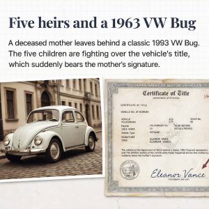 Bart Baggett, forensic document examiner, reviews a disputed 1963 VW Bug title bearing a questioned signature from a deceased mother.