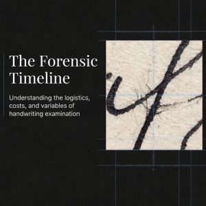 Bart Baggett, forensic document examiner, introduces the forensic timeline covering the logistics, costs, and variables of handwriting examination.