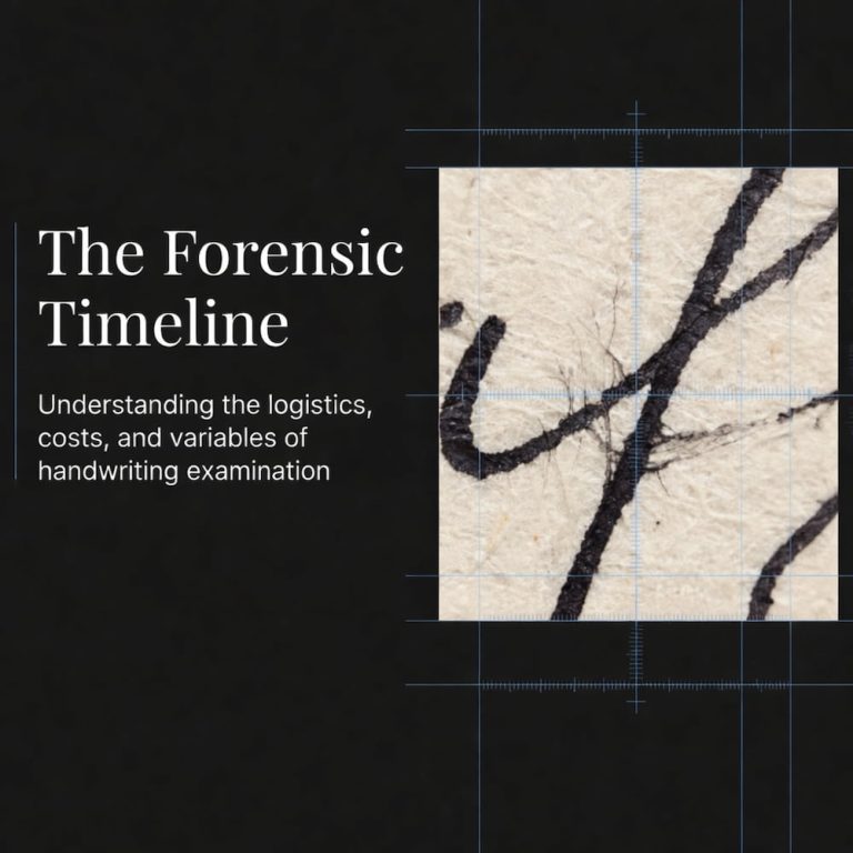 Bart Baggett, forensic document examiner, introduces the forensic timeline covering the logistics, costs, and variables of handwriting examination.