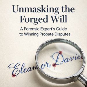 Bart Baggett forensic document examiner analyzing a trembling signature on a suspected forged will.