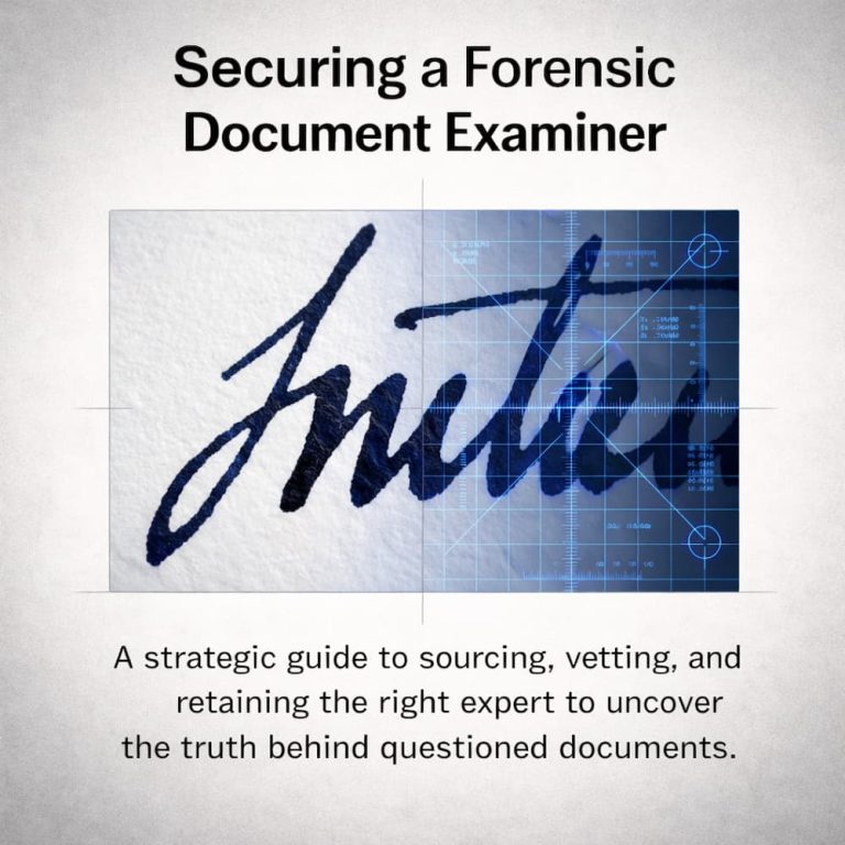 Bart Baggett forensic document examiner guide showing a signature under analytical grid overlay.