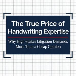 Bart Baggett forensic document examiner presents a guide titled The True Price of Handwriting Expertise.