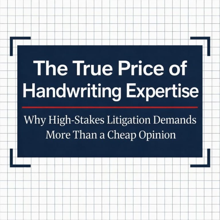 Bart Baggett forensic document examiner presents a guide titled The True Price of Handwriting Expertise.