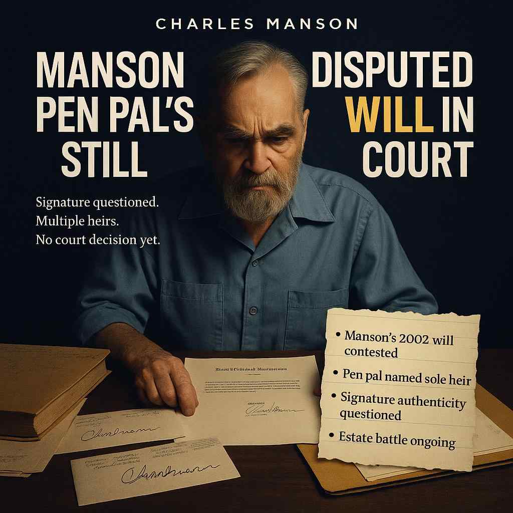 Illustration of Charles Manson comparing his 2002 will to known signature exemplars